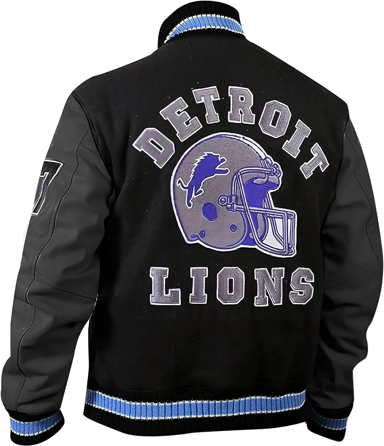 Detroit Beverly Hills Cop Varsity Jacket Men's - Lions Baseball Wool Varsity Jacket For Men