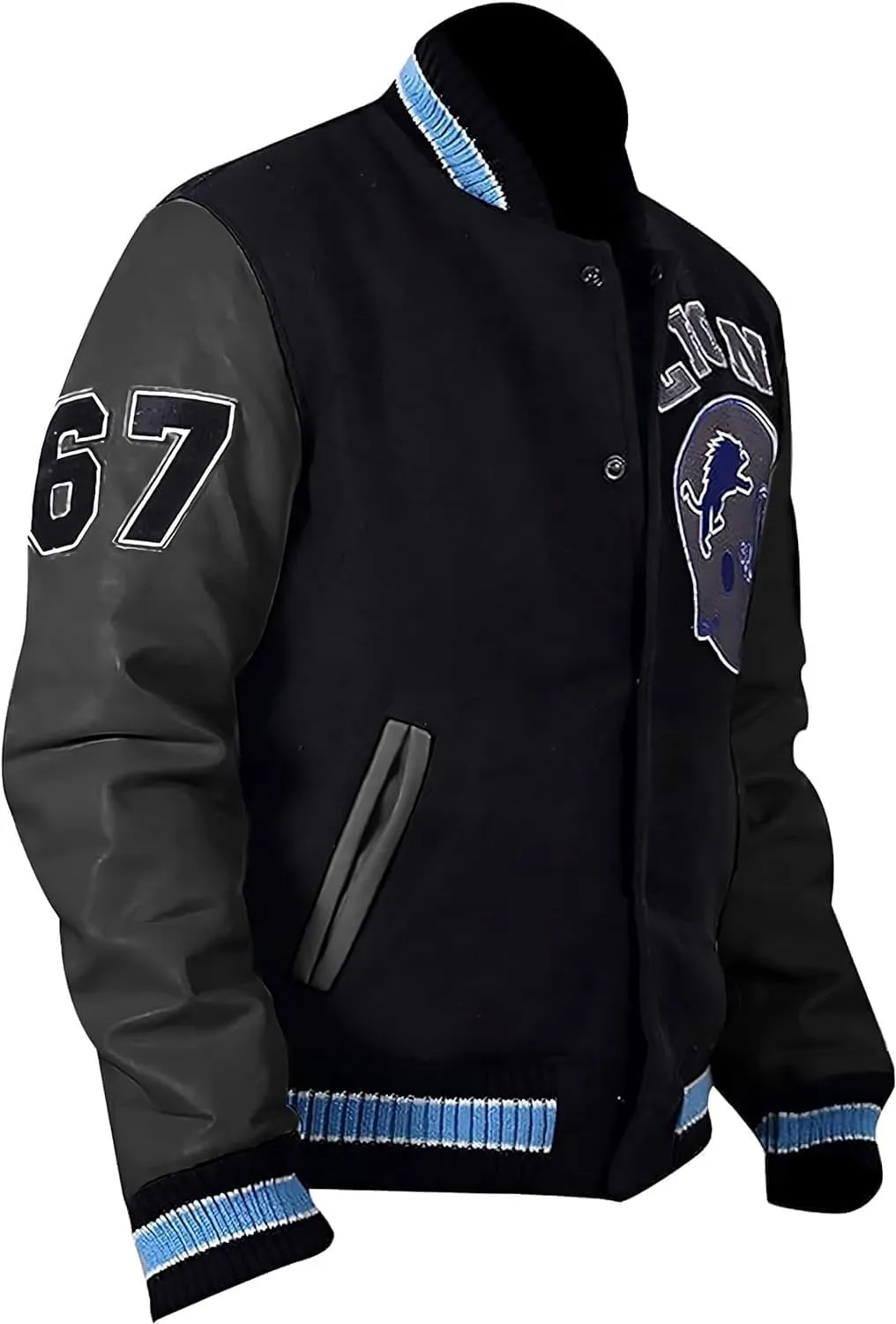 Detroit Beverly Hills Cop Varsity Jacket Men's - Lions Baseball Wool Varsity Jacket For Men
