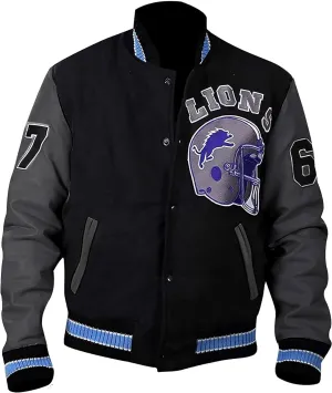 Detroit Beverly Hills Cop Varsity Jacket Men's - Lions Baseball Wool Varsity Jacket For Men