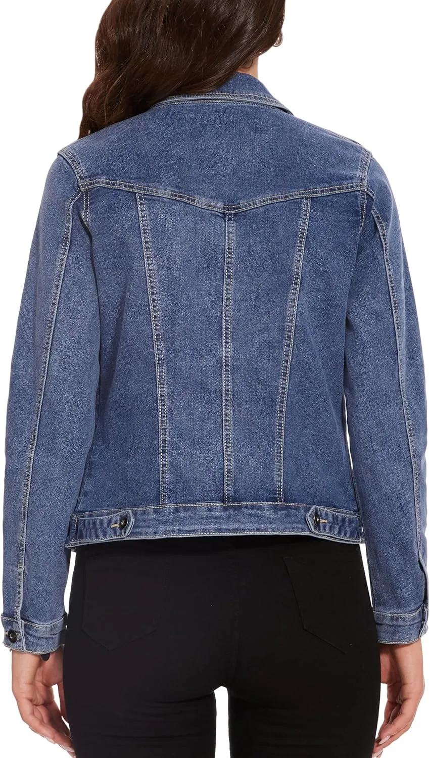 Dilgul Women's Casual Long Sleeve Stretch Denim Jacket Boyfriend Button Up Jean Jackets with Pockets