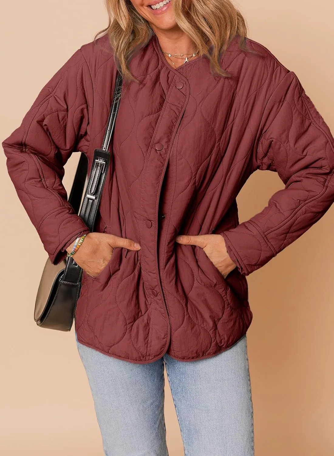 Dokotoo Womens Quilted Lightweight Jackets Button Down Puffer Jacket Coats Padded Outwear with Pockets