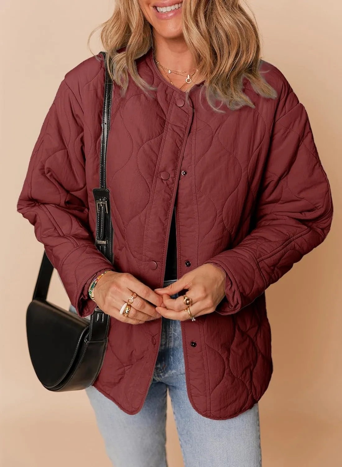 Dokotoo Womens Quilted Lightweight Jackets Button Down Puffer Jacket Coats Padded Outwear with Pockets