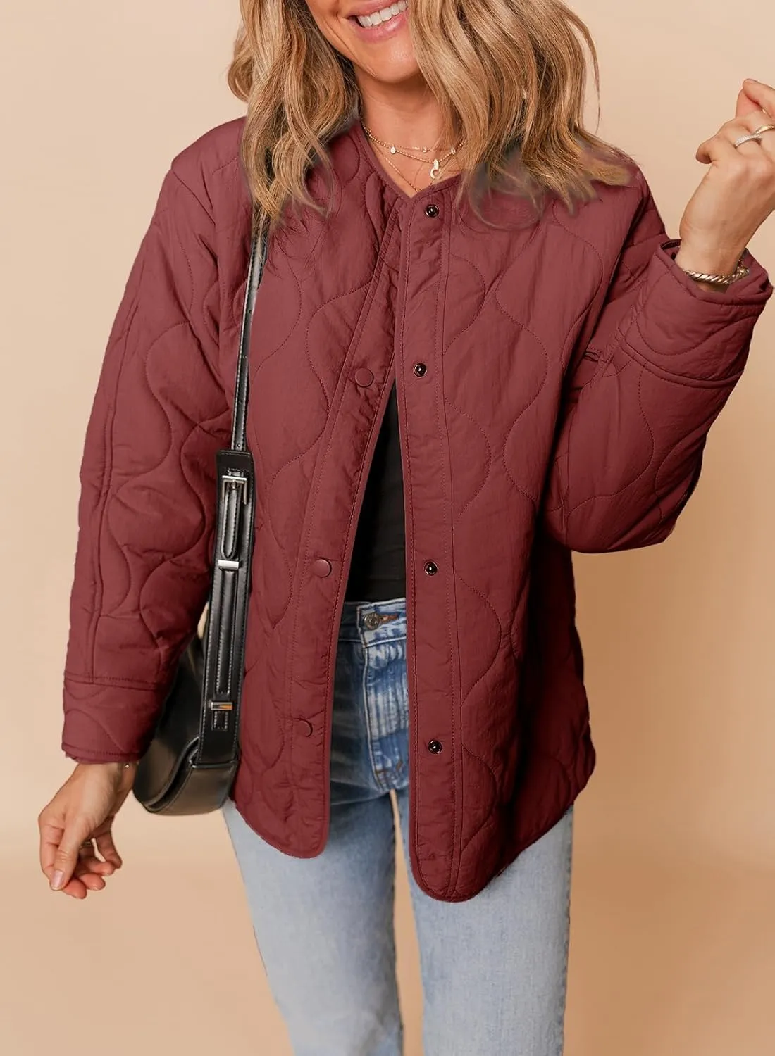 Dokotoo Womens Quilted Lightweight Jackets Button Down Puffer Jacket Coats Padded Outwear with Pockets