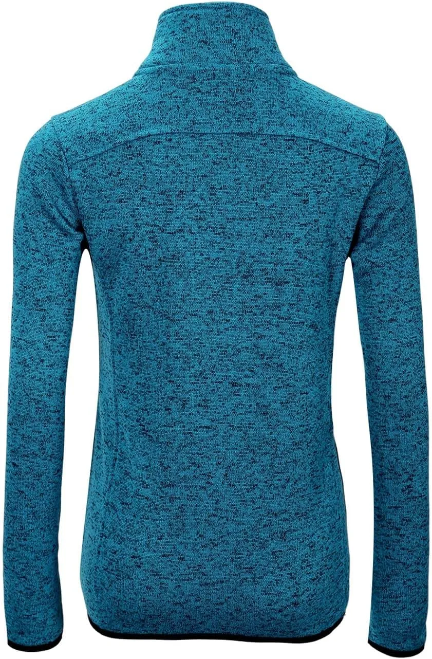 Dolcevida Women's Long Sleeve Sweater Fleece Zip Up Speckled Jacket with Pockets