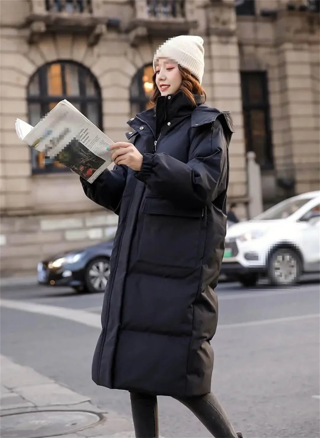Down Padded Jacket Women's Winter Clothing Style Loose Cotton-Padded Coat Mid-Length Padded Jacket Bread Coat