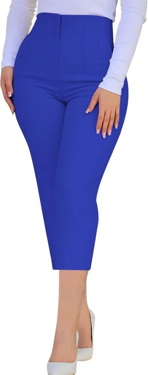 Dress Capri Pants for Women Business Casual Skinny Pencil Pants High Waisted Office Work Slacks Stretch Crop Trousers