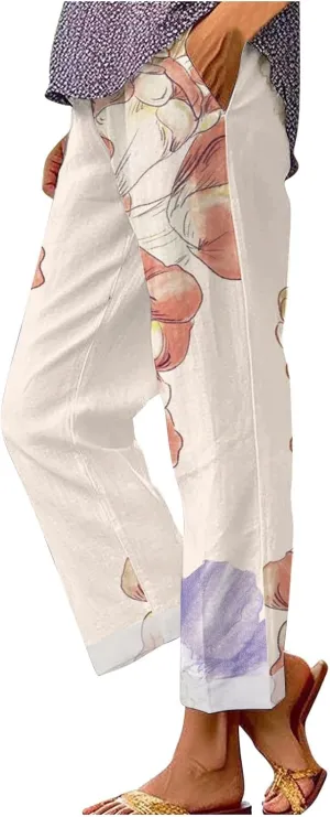 Dress Pants Women Waist Crop Pants Plus Size Straight Leg Slack Casual Trouser with Pocket Cute Outfits for Women