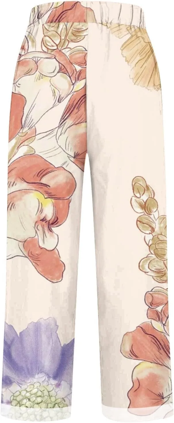 Dress Pants Women Waist Crop Pants Plus Size Straight Leg Slack Casual Trouser with Pocket Cute Outfits for Women