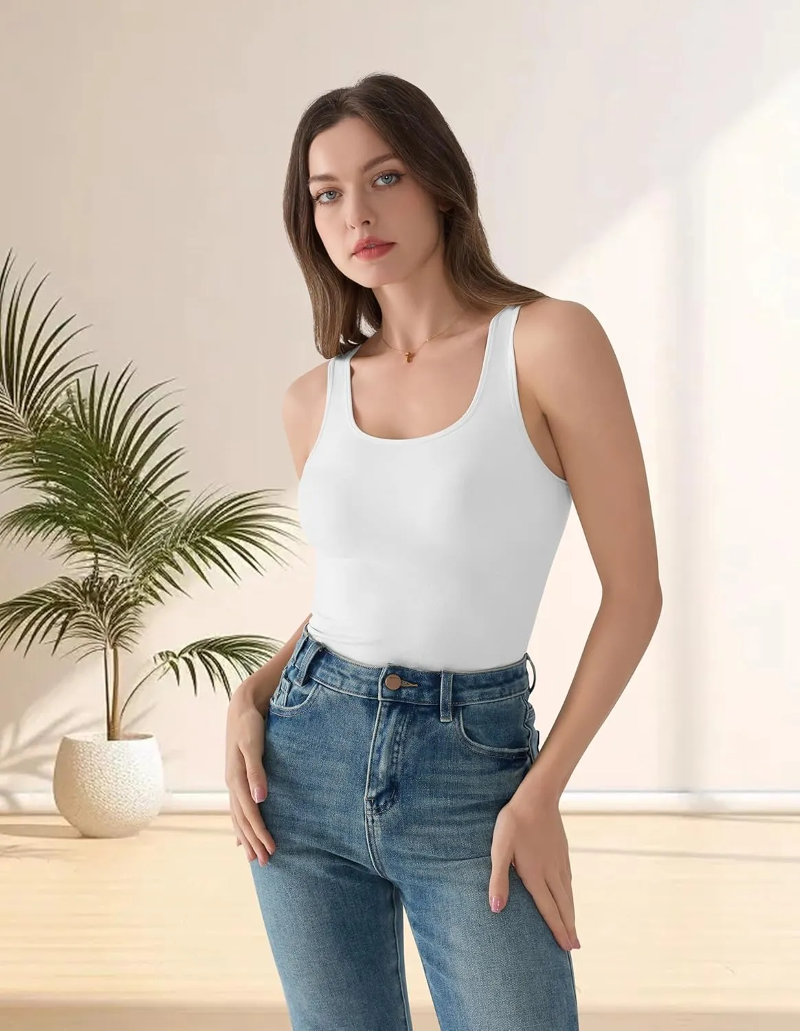EUYZOU Women's Tummy Control Shapewear Tank Tops - Seamless Body Shaper Compression Top