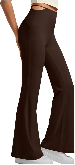 Flare Leggings for Women Cut Out Side High Waisted Bell Bottom Bootcut Yoga Pants Wide Leg Workout Leggings