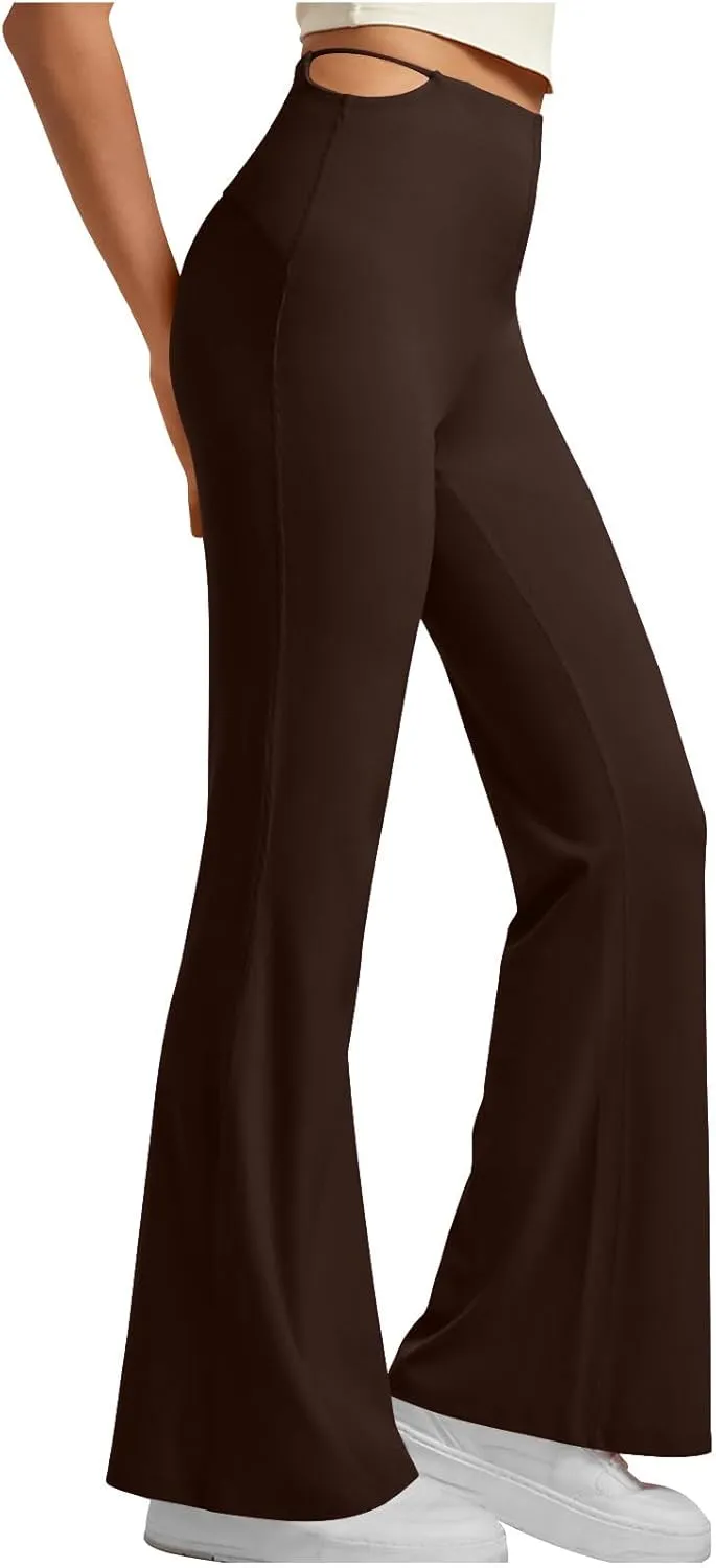 Flare Leggings for Women Cut Out Side High Waisted Bell Bottom Bootcut Yoga Pants Wide Leg Workout Leggings