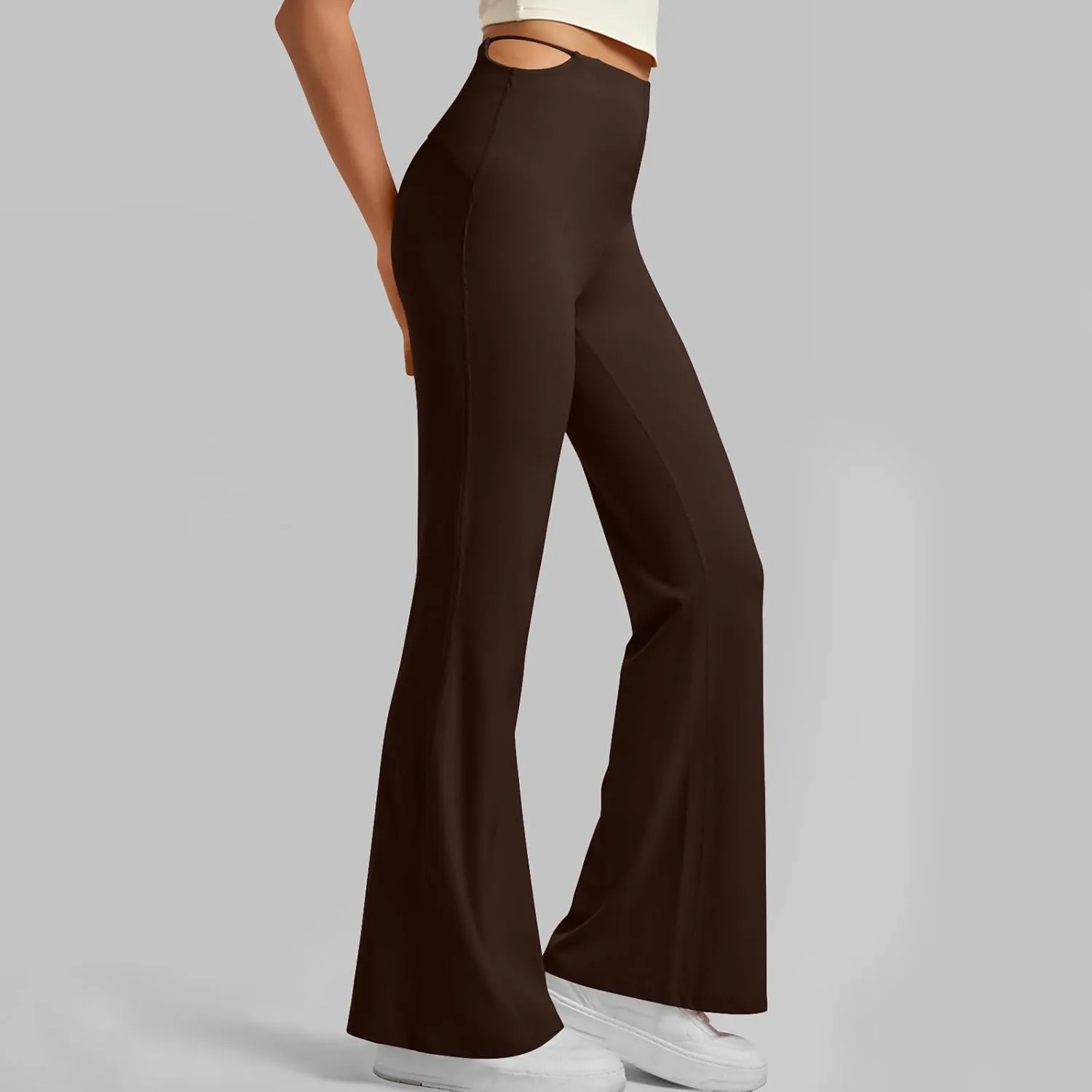Flare Leggings for Women Cut Out Side High Waisted Bell Bottom Bootcut Yoga Pants Wide Leg Workout Leggings