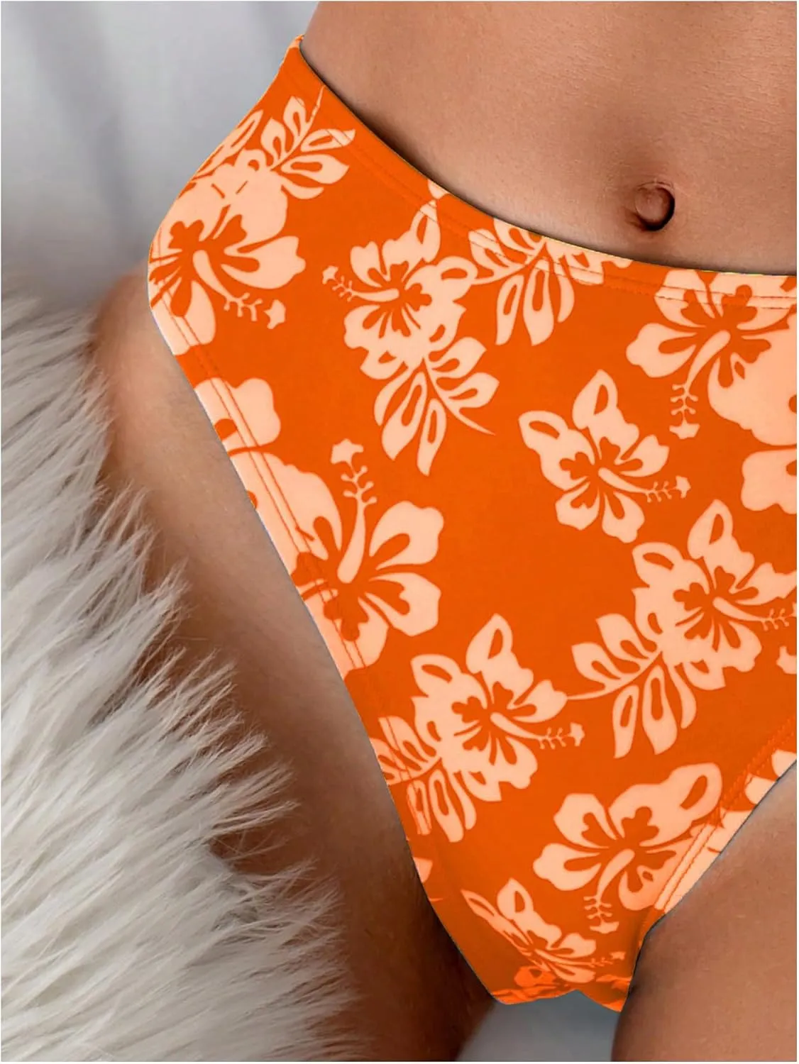 Floerns Women's Floral Print Halter Neck Tankini Top Two Piece Bathing Swimsuit