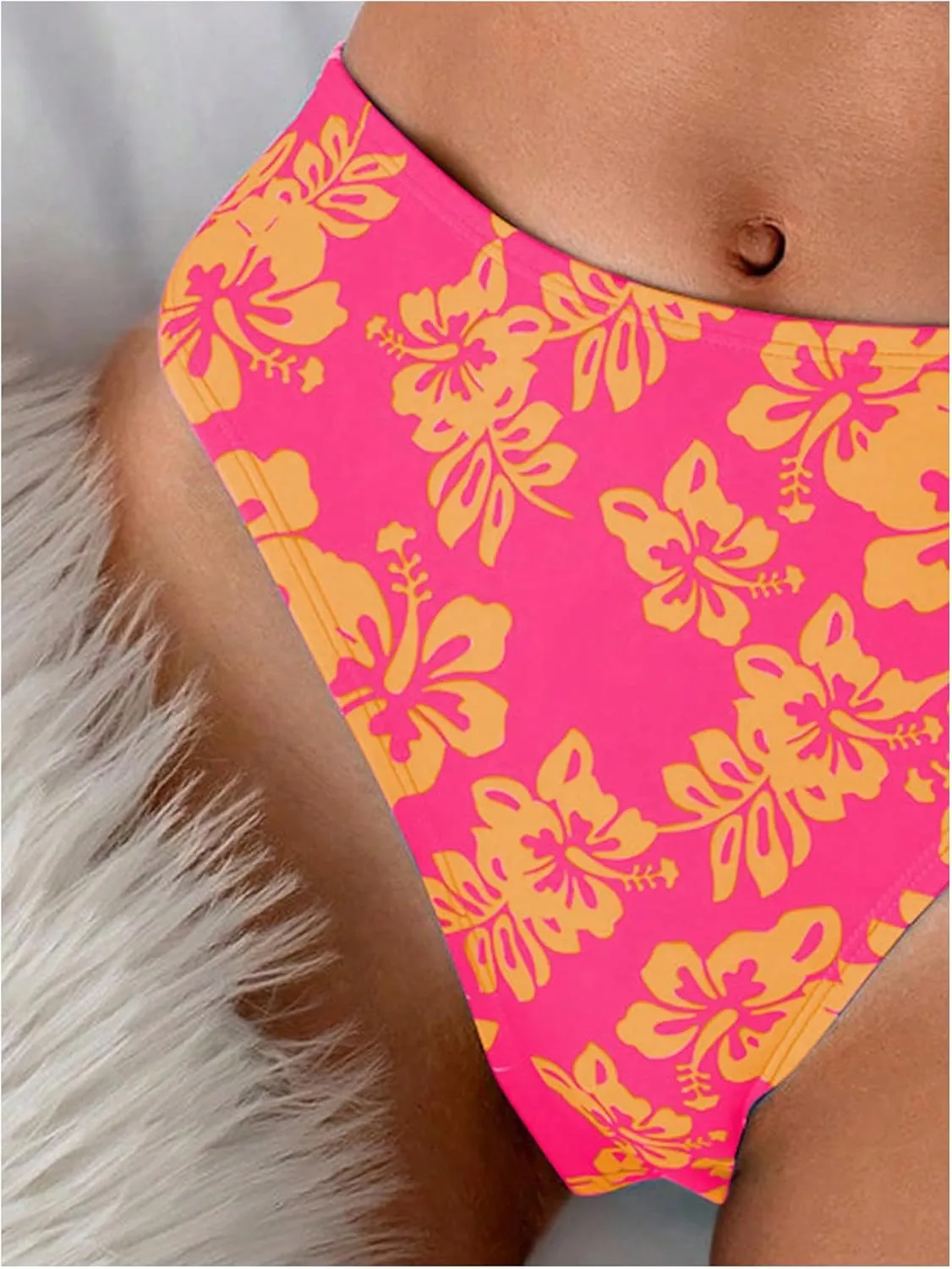 Floerns Women's Floral Print Halter Neck Tankini Top Two Piece Bathing Swimsuit