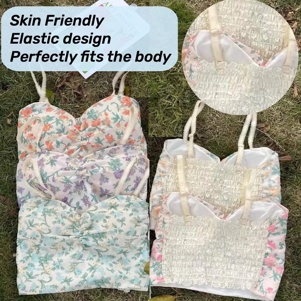 Floral Top Tops Women Girl Camisole Crop V Neck Dancing Halter