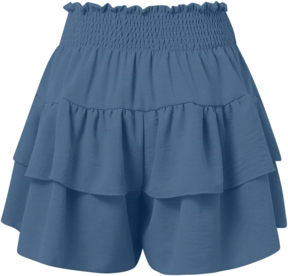 Flowy Running Shorts for Women High Waisted Solid Color Summer Tennis Skirts Trendy Casual Boho Ruffled Tiered Skort