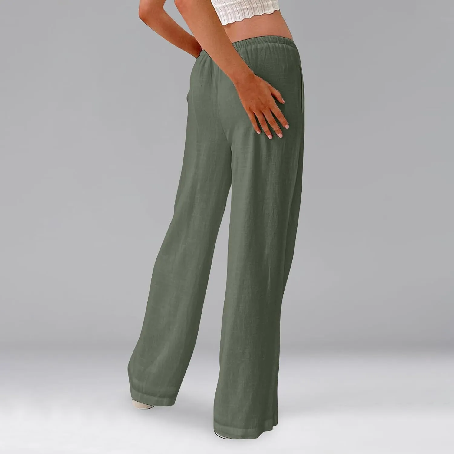 Flowy Wide Leg Pants Woman Baggy Drawstring Elastic Waist Gaucho Pants Lightweight Summer Boho Gauze Cover Up Pants
