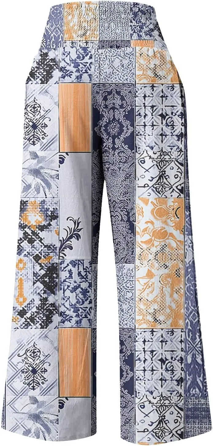 FZYLQY Wide Leg Pants for Women Dressy Button High Waisted Business Pants Summer Casual Work Beach Pants Trousers with Pocket