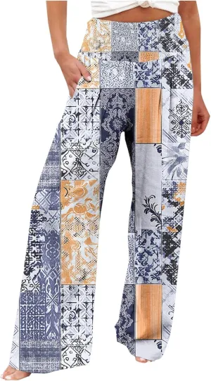 FZYLQY Wide Leg Pants for Women Dressy Button High Waisted Business Pants Summer Casual Work Beach Pants Trousers with Pocket