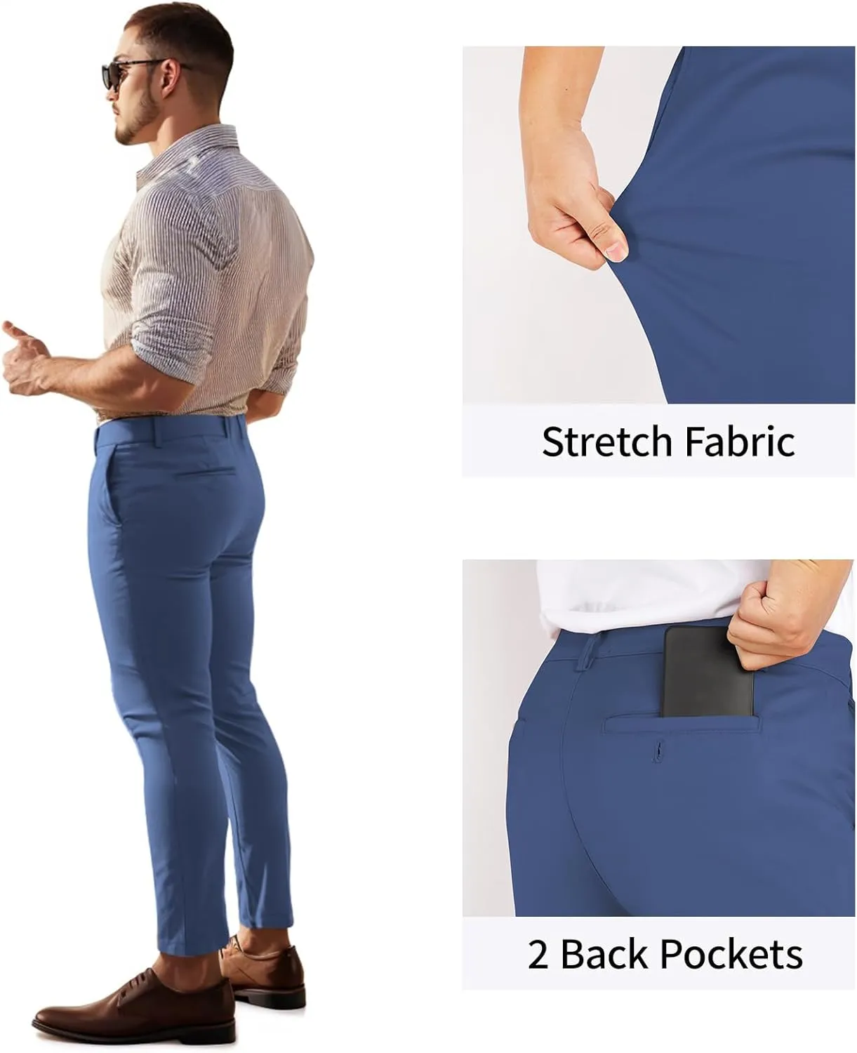 GINGTTO Mens Dress Pants Slim Fit Stretch Formal Pants for Men