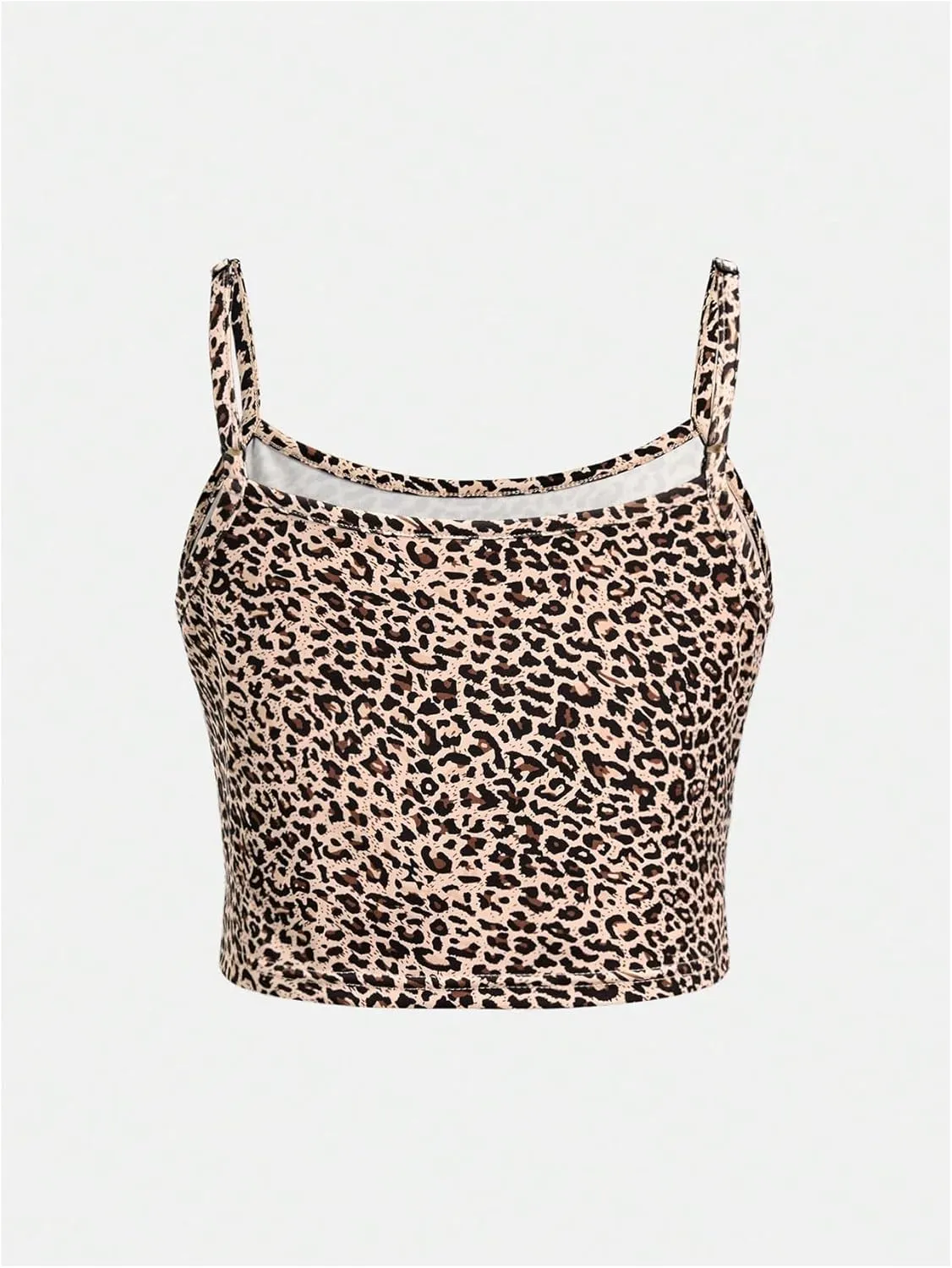 GORGLITTER Girl's Y2k Leopard Print Cami Top Spaghetti Strap Sleeveless Cheetah Camisole
