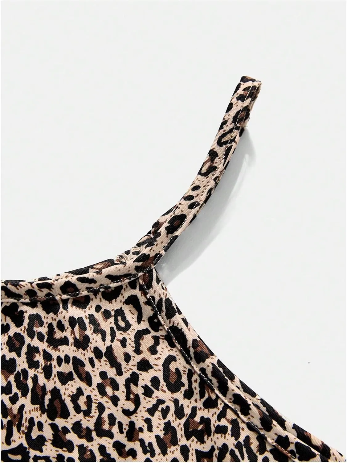 GORGLITTER Girl's Y2k Leopard Print Cami Top Spaghetti Strap Sleeveless Cheetah Camisole