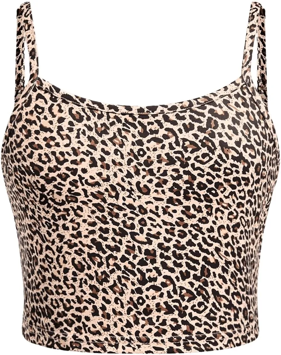 GORGLITTER Girl's Y2k Leopard Print Cami Top Spaghetti Strap Sleeveless Cheetah Camisole