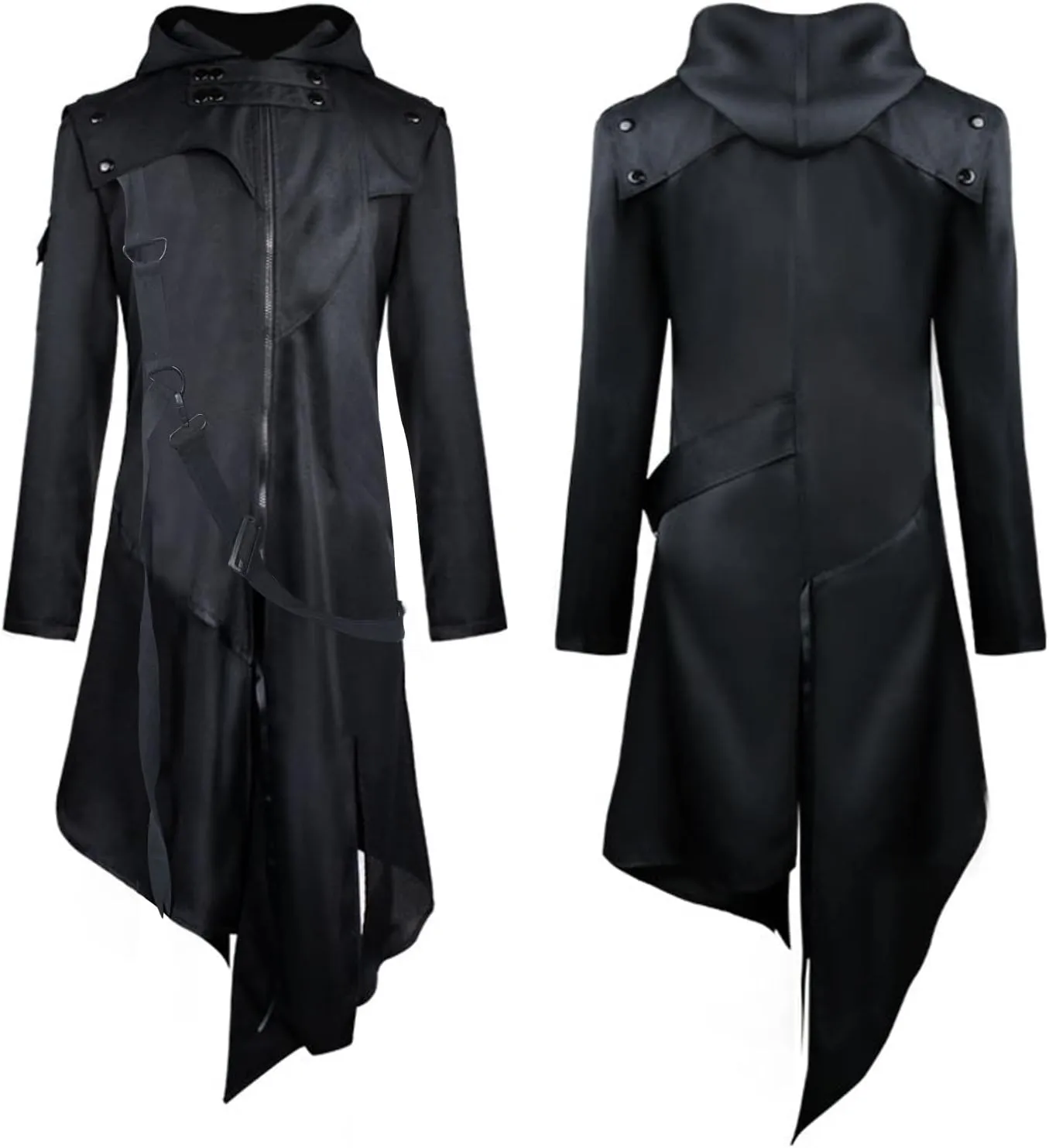 Gothic Leather Jacket Men Steampunk Medieval Jacket Halloween Cosplay Costume Vintage Trench Coat Plus Size Jacket