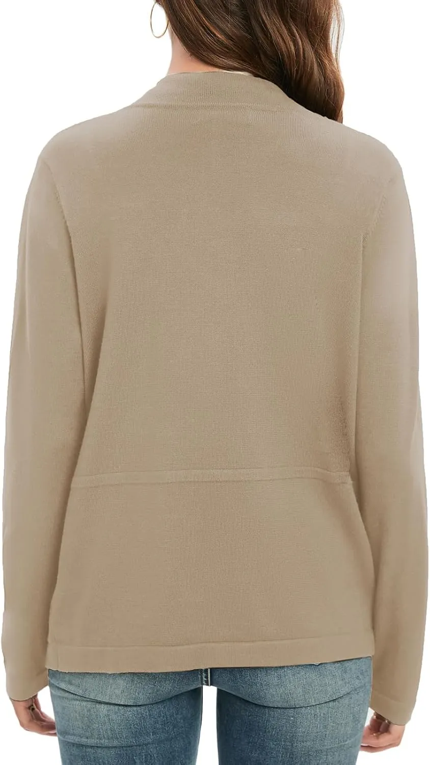 GRACE KARIN Women's Open Front Sweater Blazer Lapel Cardigan Sweater Long Sleeve Knitted Blazer Jackets with Pockets
