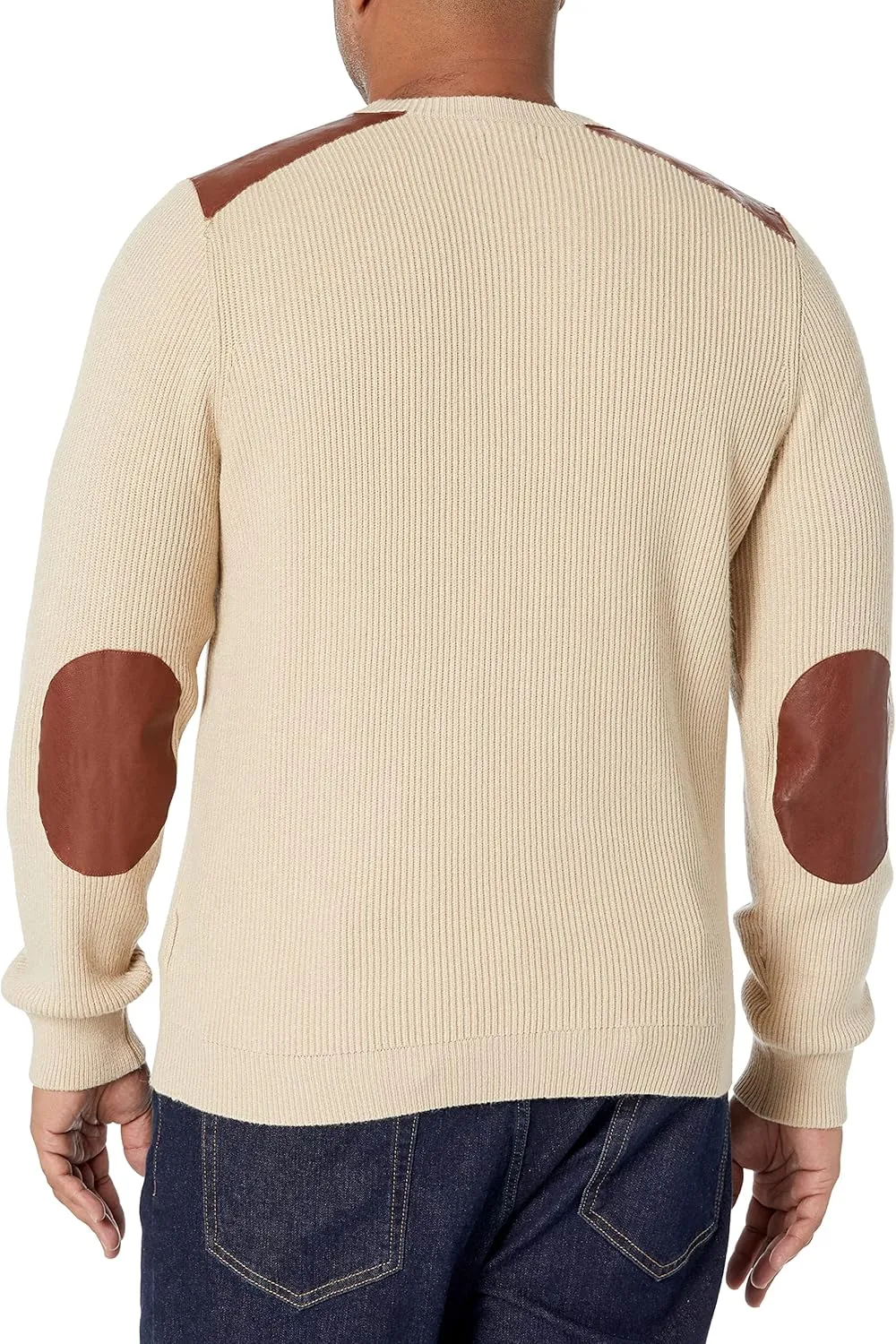 GUESS Men's Liam Leather Patch Sweater