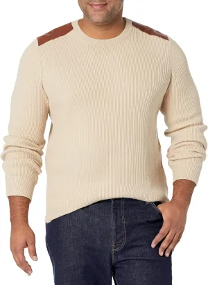 GUESS Men's Liam Leather Patch Sweater