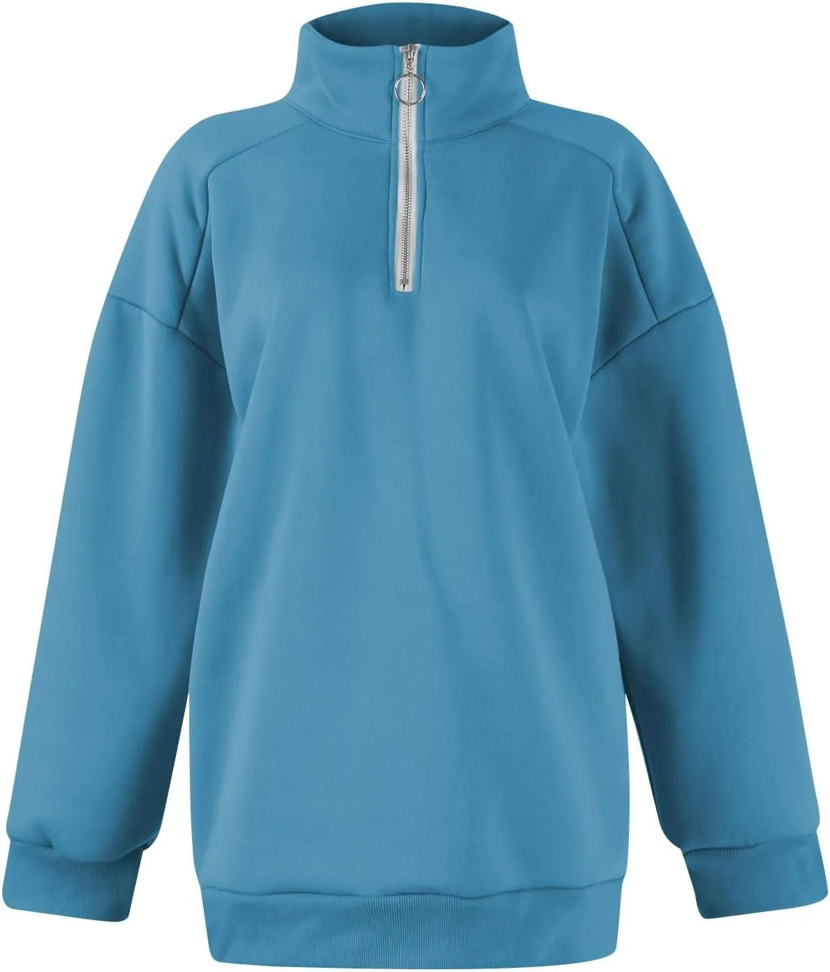 Gumipy Quarter Zip Pullover Women Fleece Stripe Color Block Half Zip Pullover Y2K Lapel Oversized Sweatshirt Long Sleeve Top