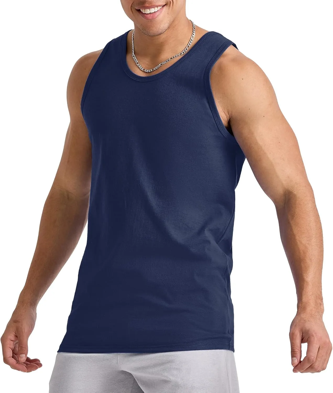 Hanes Men's Essentials Top Pack, Midweight Cotton Tanks, Sleeveless Shirts, 3-Pack