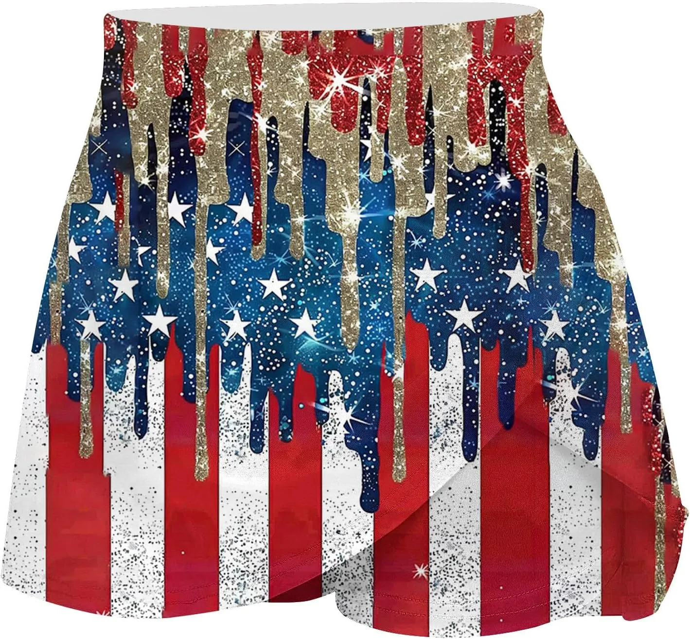 hlysgo Tennis Skorts for Woman Trendy American Flag Print Patriotic Workout Shorts 4th of July Athletic Shorts with Skirts