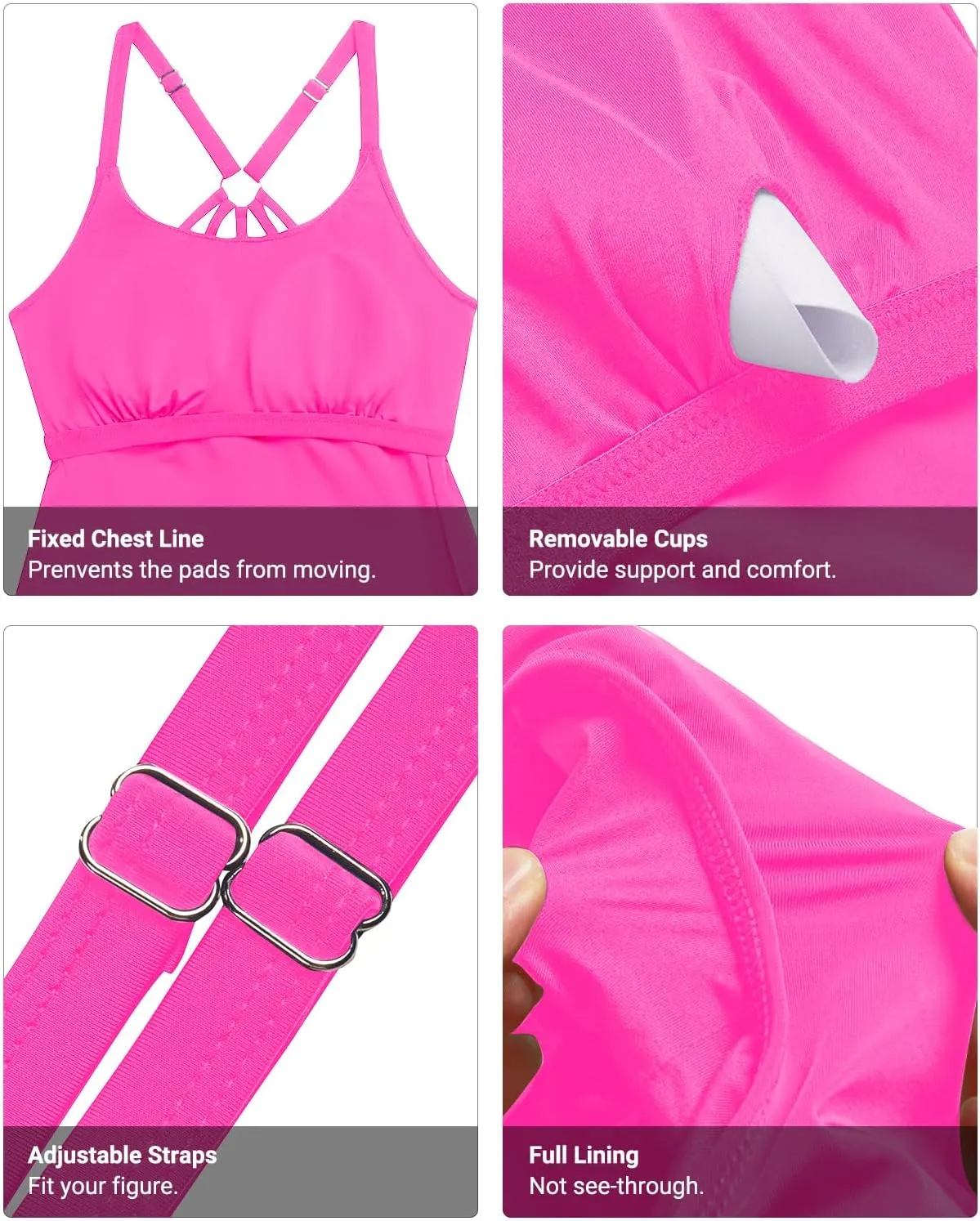 Holipick Womens Tankini Swim Top Only Tankini Bathing Suit Tops No Bottom