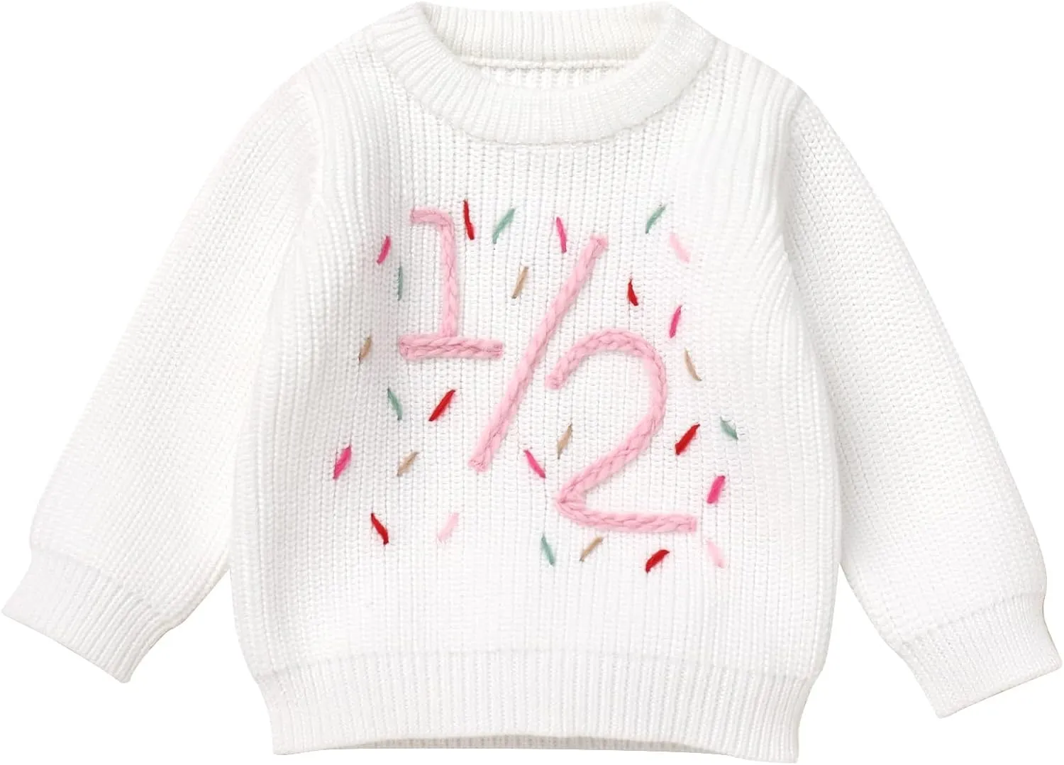 IDOPIP Toddler Baby Girls First Birthday Outfit Boho Embroidery One Sweater Top Knit Pullover Sweatshirt Fall Winter Clothes