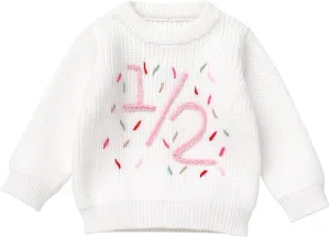 IDOPIP Toddler Baby Girls First Birthday Outfit Boho Embroidery One Sweater Top Knit Pullover Sweatshirt Fall Winter Clothes
