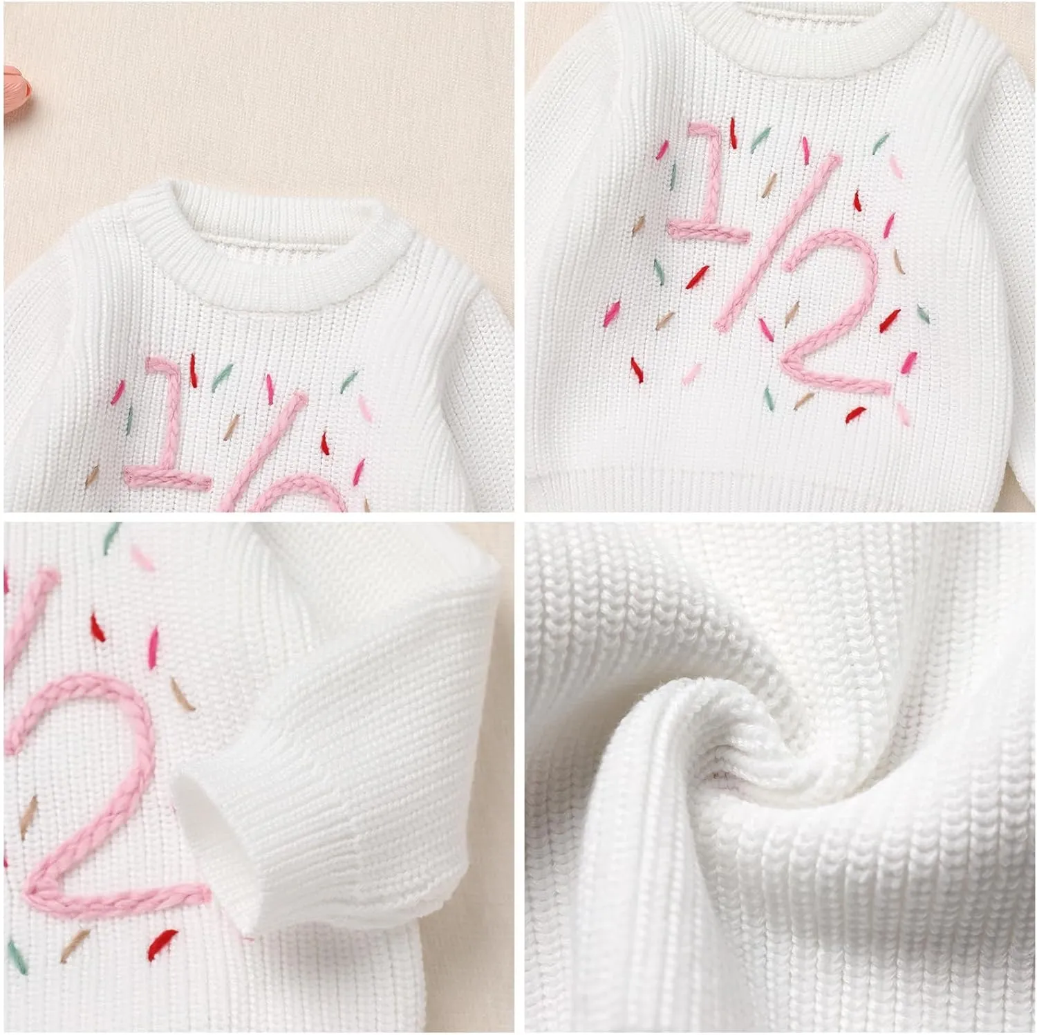 IDOPIP Toddler Baby Girls First Birthday Outfit Boho Embroidery One Sweater Top Knit Pullover Sweatshirt Fall Winter Clothes