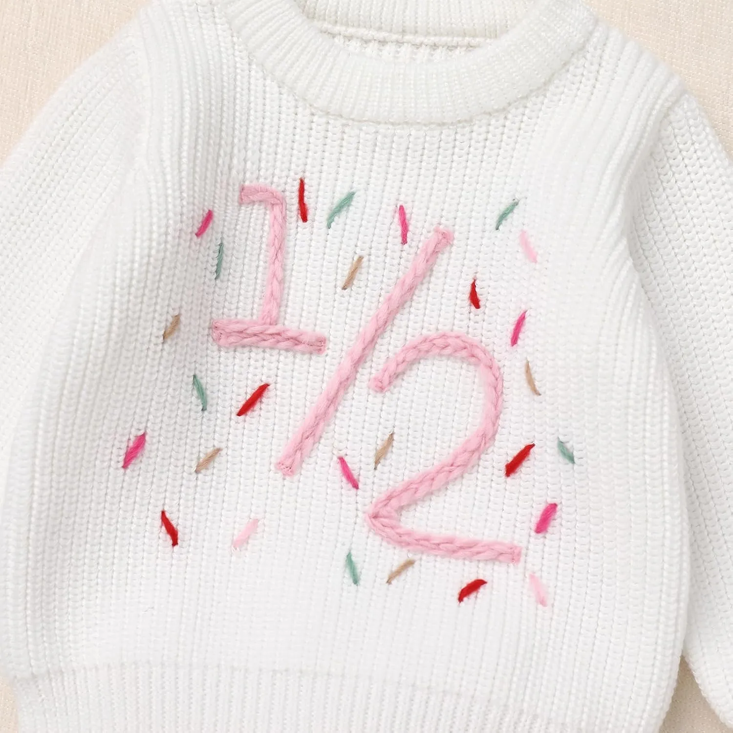 IDOPIP Toddler Baby Girls First Birthday Outfit Boho Embroidery One Sweater Top Knit Pullover Sweatshirt Fall Winter Clothes