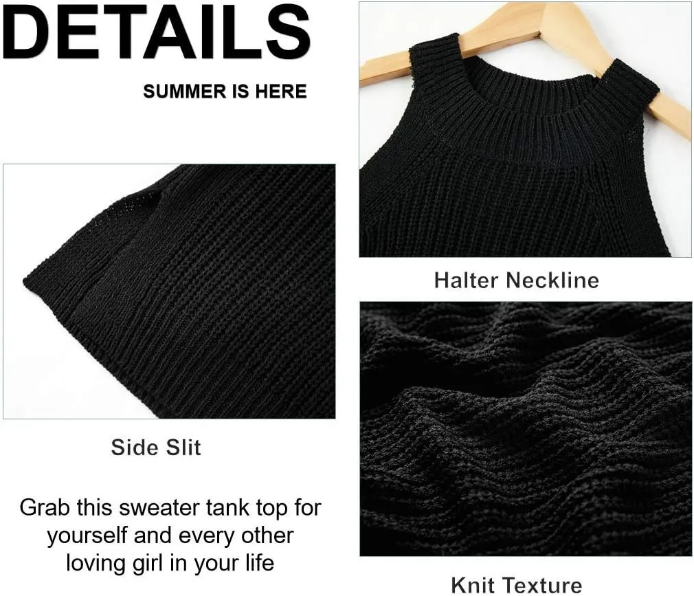 Imily Bela Women's Summer Halter Tank Tops Sleeveless Casual Racerback Loose Shirts Knit Cami Sweater Vest