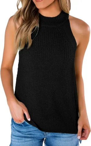 Imily Bela Women's Summer Halter Tank Tops Sleeveless Casual Racerback Loose Shirts Knit Cami Sweater Vest