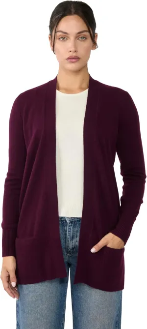 JENNIE LIU Womens 100% Cashmere Open Cardigan Sweater | Long Cardigan Sweaters for Women
