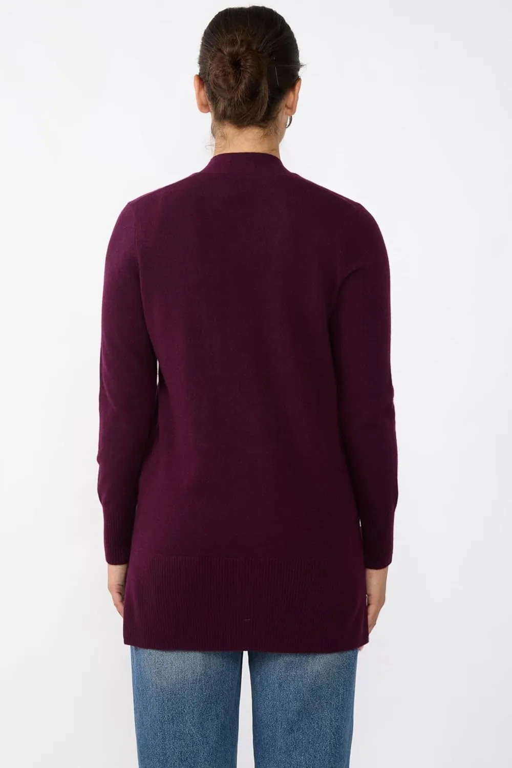 JENNIE LIU Womens 100% Cashmere Open Cardigan Sweater | Long Cardigan Sweaters for Women
