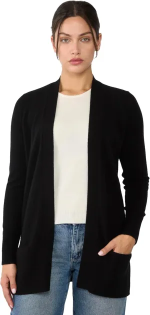 JENNIE LIU Womens 100% Cashmere Open Cardigan Sweater | Long Cardigan Sweaters for Women