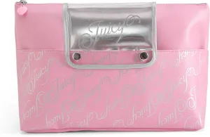 Juicy Couture Pink Printed With Removable Brush Holder Xl Top Zip Bag