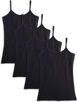 Kalon Women's 4-Pack Shelf Bra Tank Top Camisole Classic Spaghetti Strap