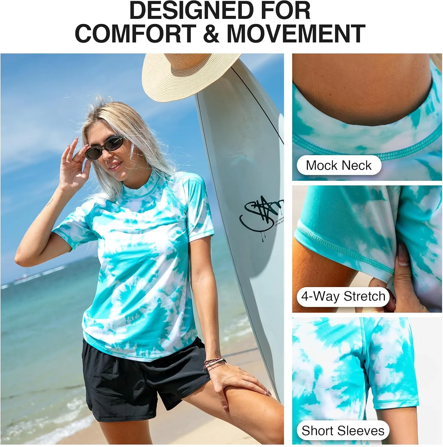 Kanu Surf Women's Breeze UPF 50 Short Sleeved Active Rashguard & Workout Top