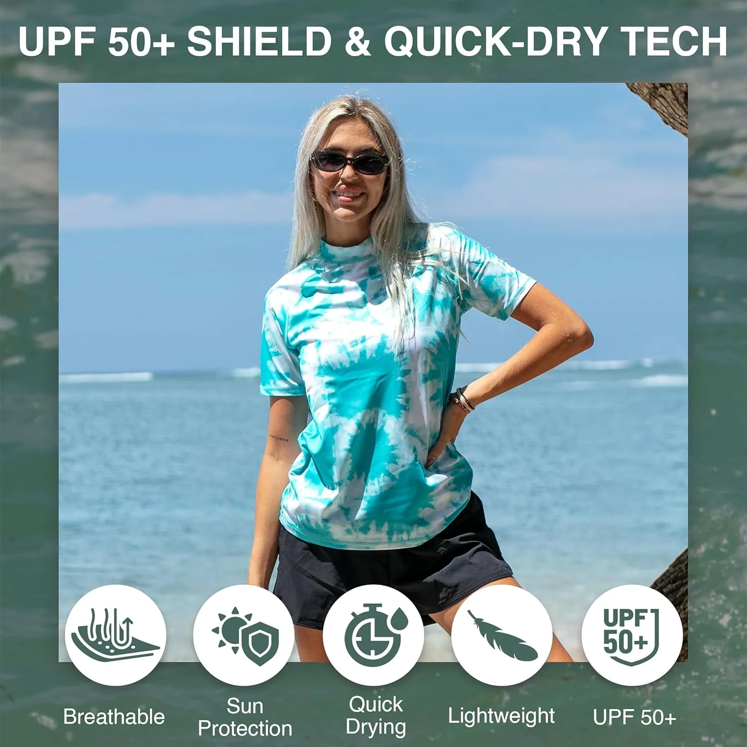 Kanu Surf Women's Breeze UPF 50 Short Sleeved Active Rashguard & Workout Top