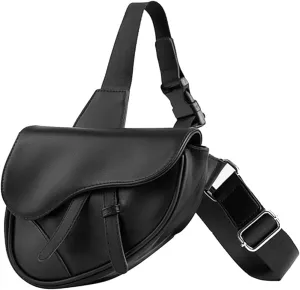 KAZANA Sling Bag Fashion Saddle Bag Leather Crossbody Backpack Daypack for Men & Women
