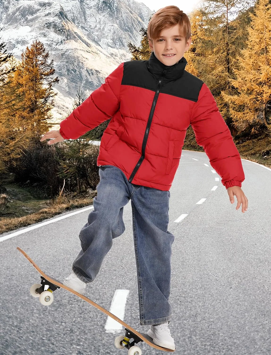 Kids Boys' Girls Winter Coat Puffer Jacket Water-Resistant Insulated Fashion Colorblock Quilted Bubble Outerwear